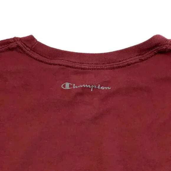 Champion Vapor Cotton Logo Womens Small Crew Neck‎ T-Shirt Long Sleeve Red - Picture 5 of 5